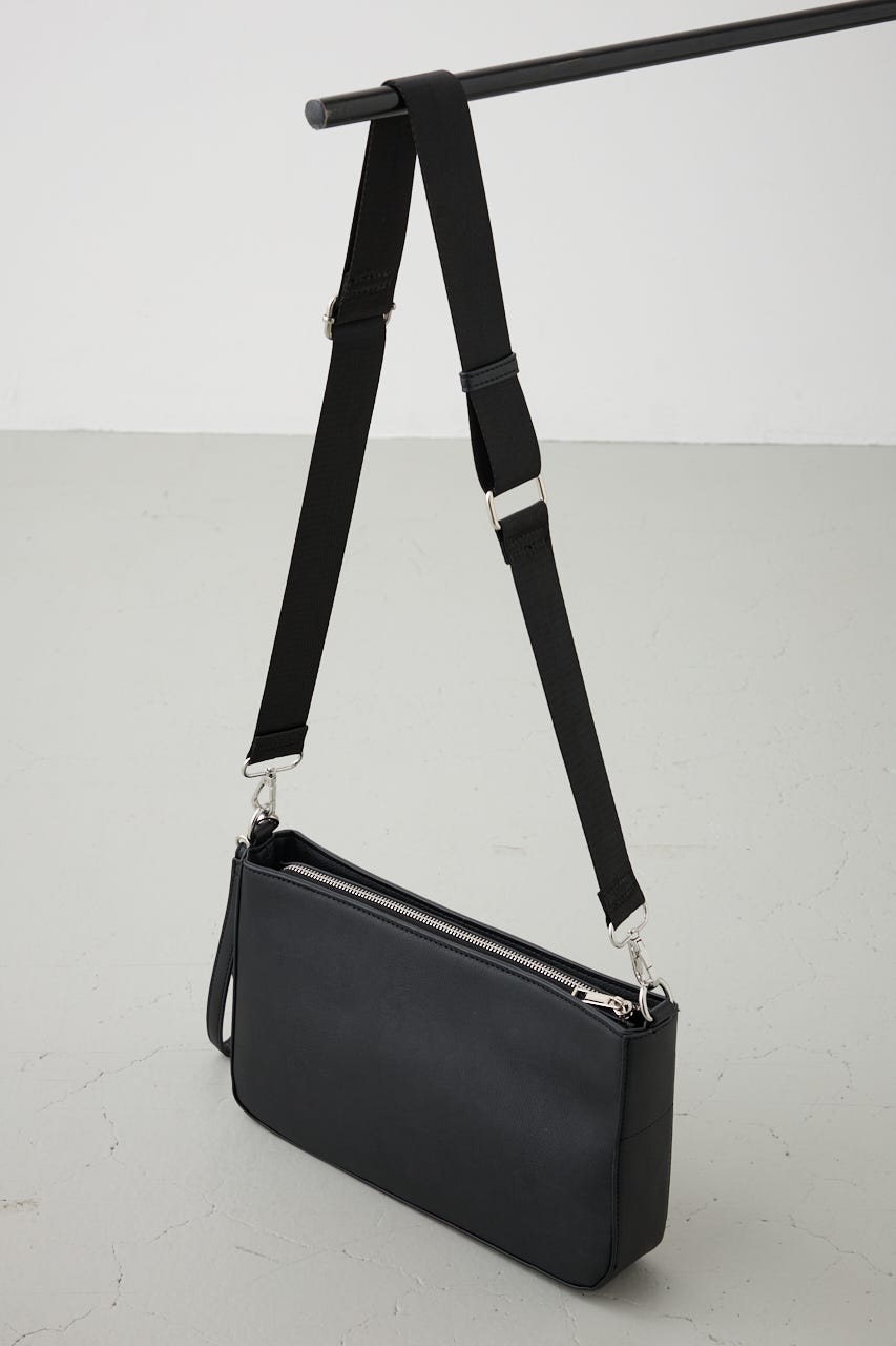 ヴィンテージフェイクレザーショルダーバッグ BLK FREE