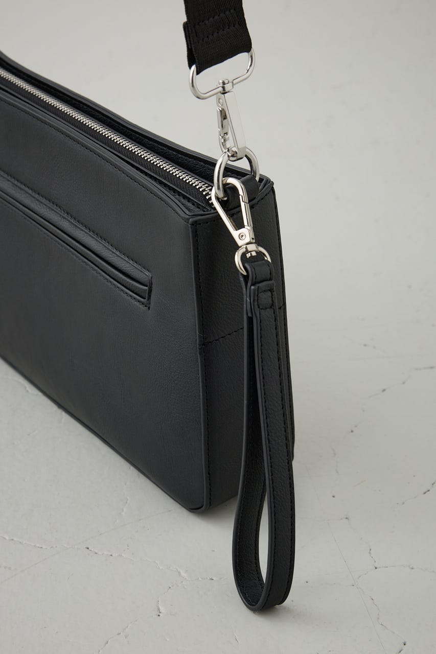 ヴィンテージフェイクレザーショルダーバッグ BLK FREE