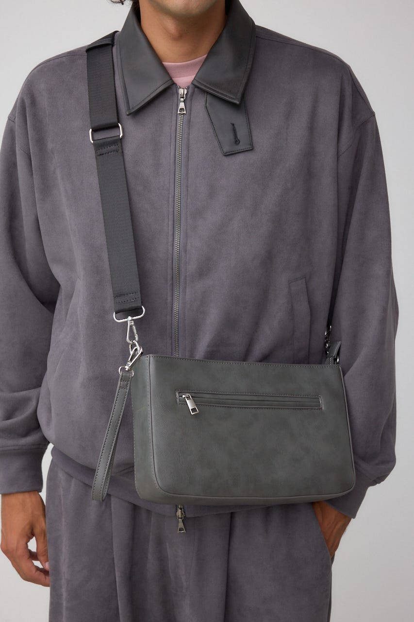 ヴィンテージフェイクレザーショルダーバッグ GRY FREE