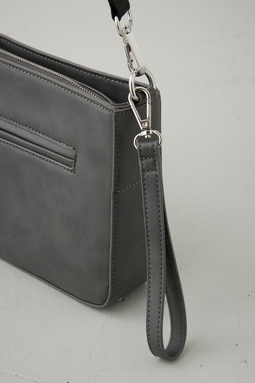 ヴィンテージフェイクレザーショルダーバッグ GRY FREE