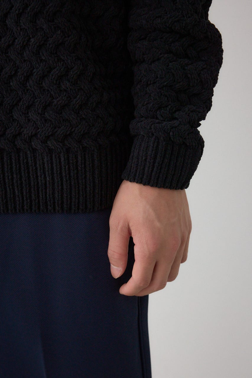 バスケット編みマットモールニット BLK L