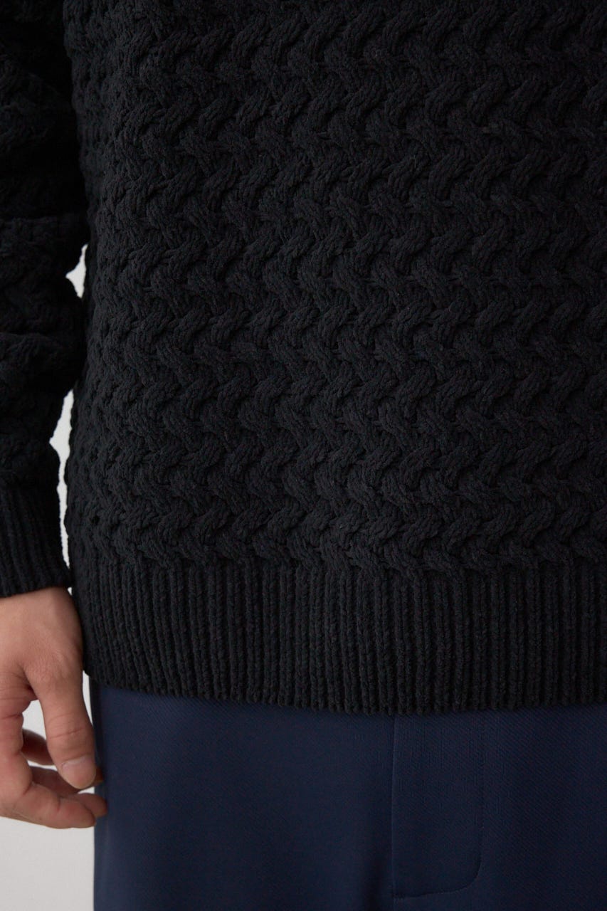 バスケット編みマットモールニット BLK L