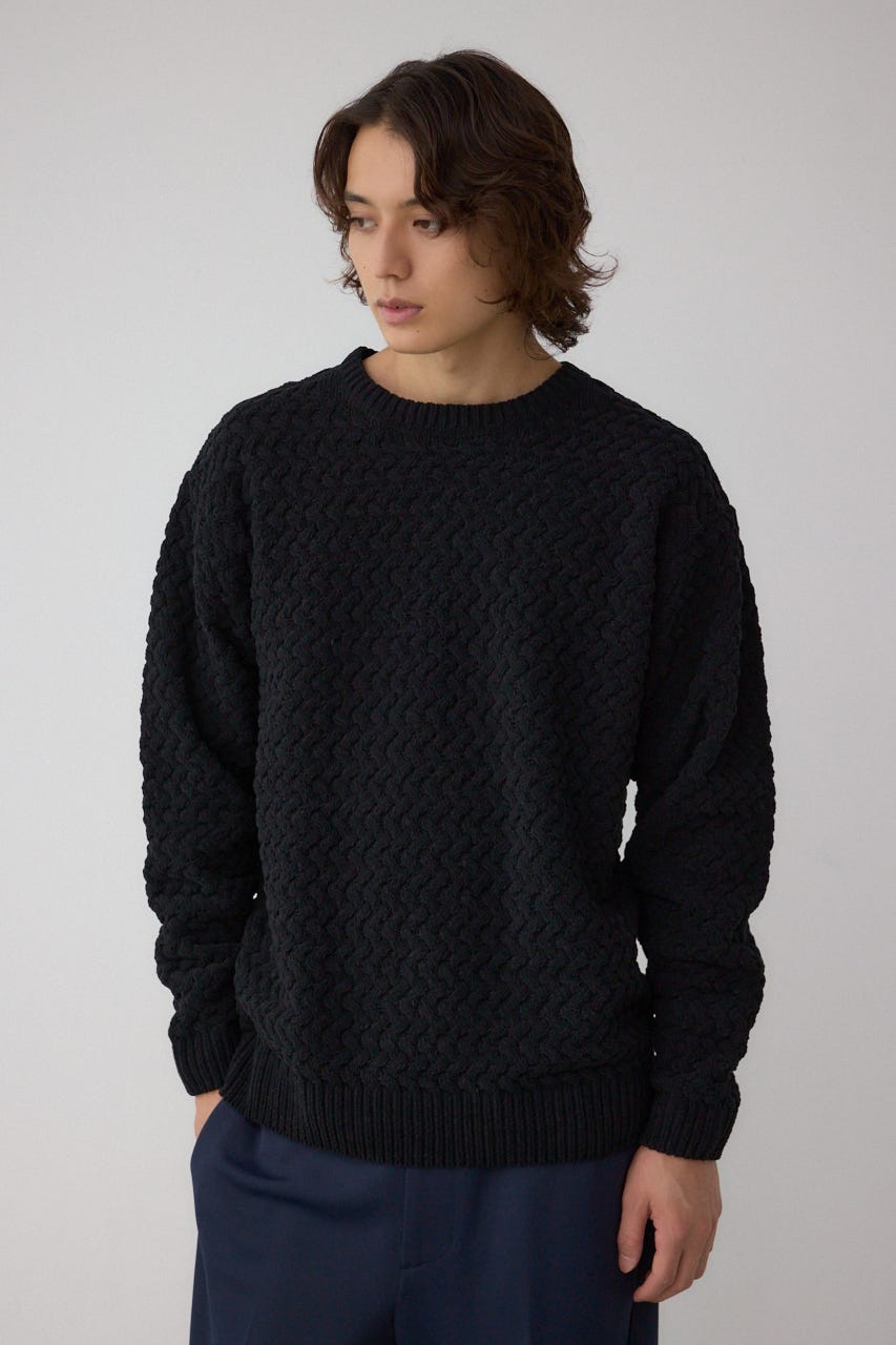 バスケット編みマットモールニット BLK L