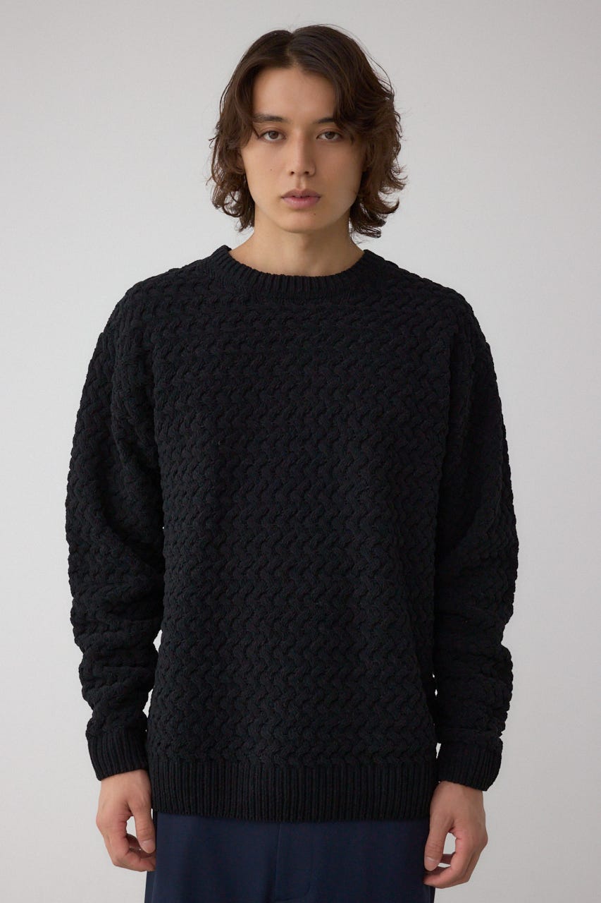 バスケット編みマットモールニット BLK L