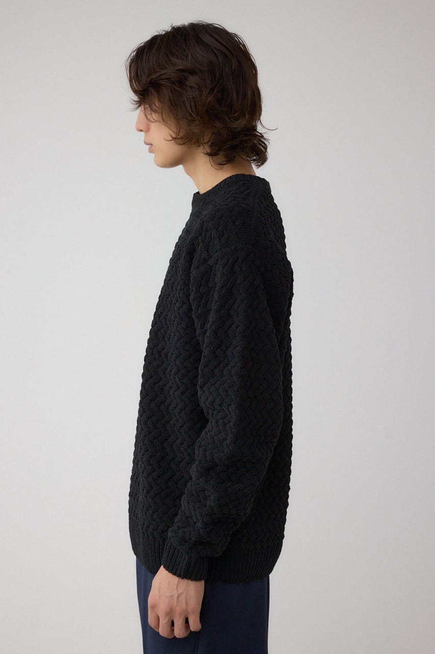 バスケット編みマットモールニット BLK L