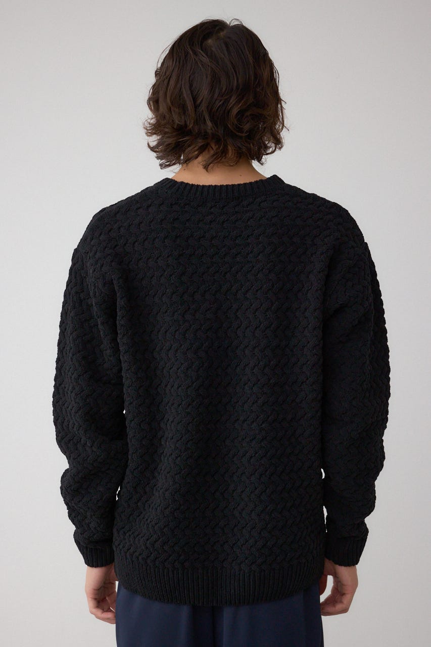 バスケット編みマットモールニット BLK L