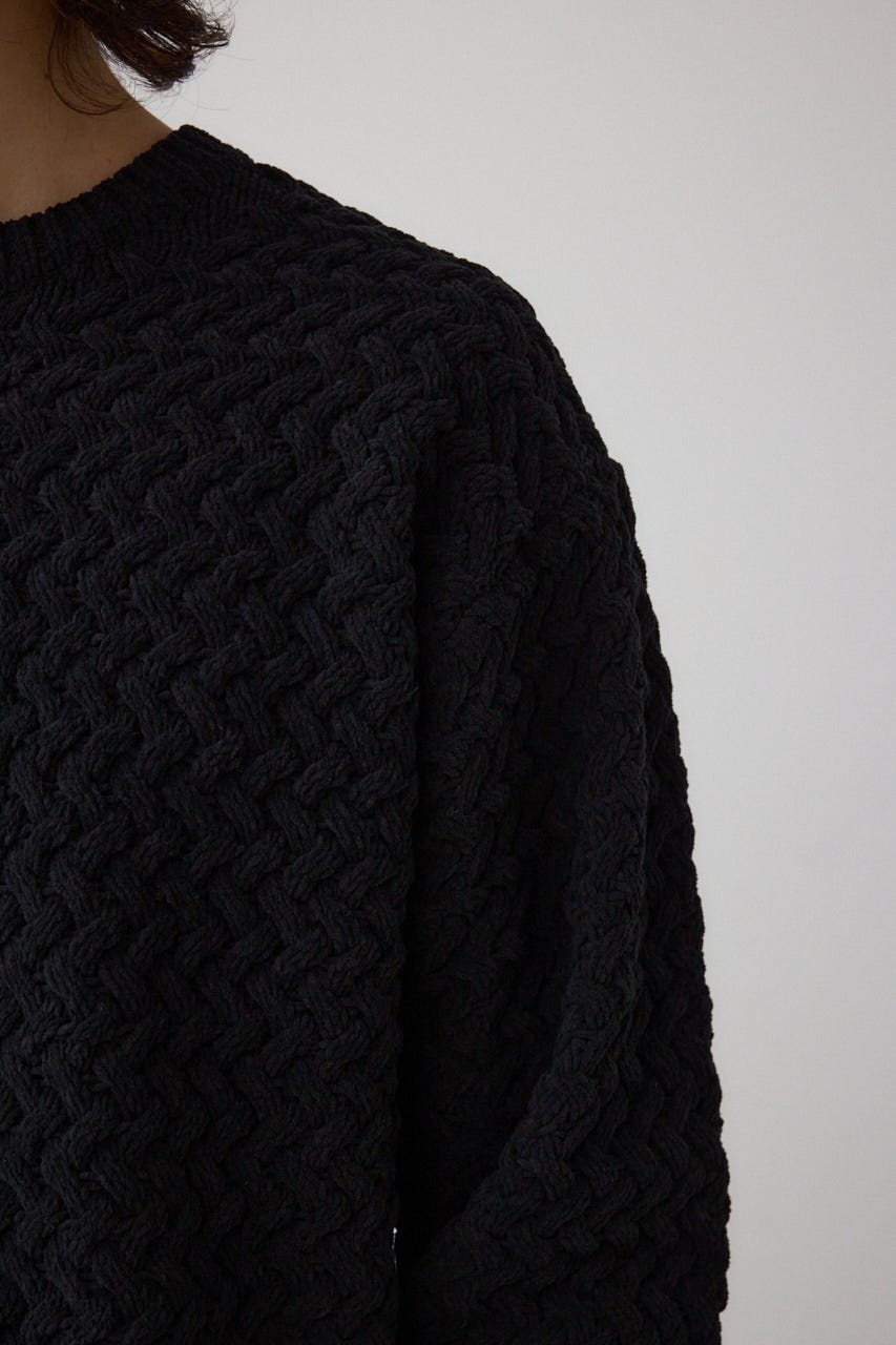 バスケット編みマットモールニット BLK L