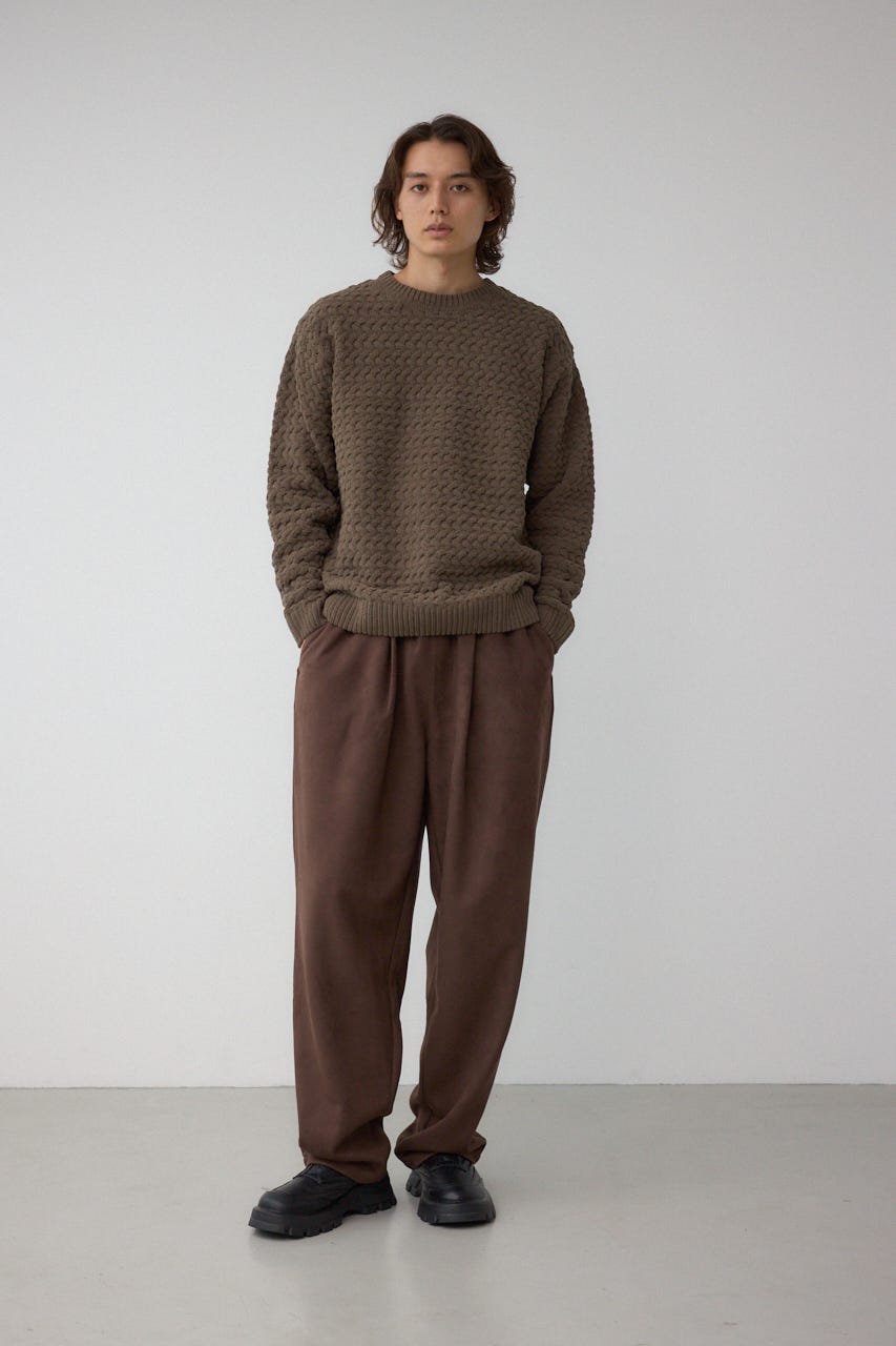 バスケット編みマットモールニット BRN L