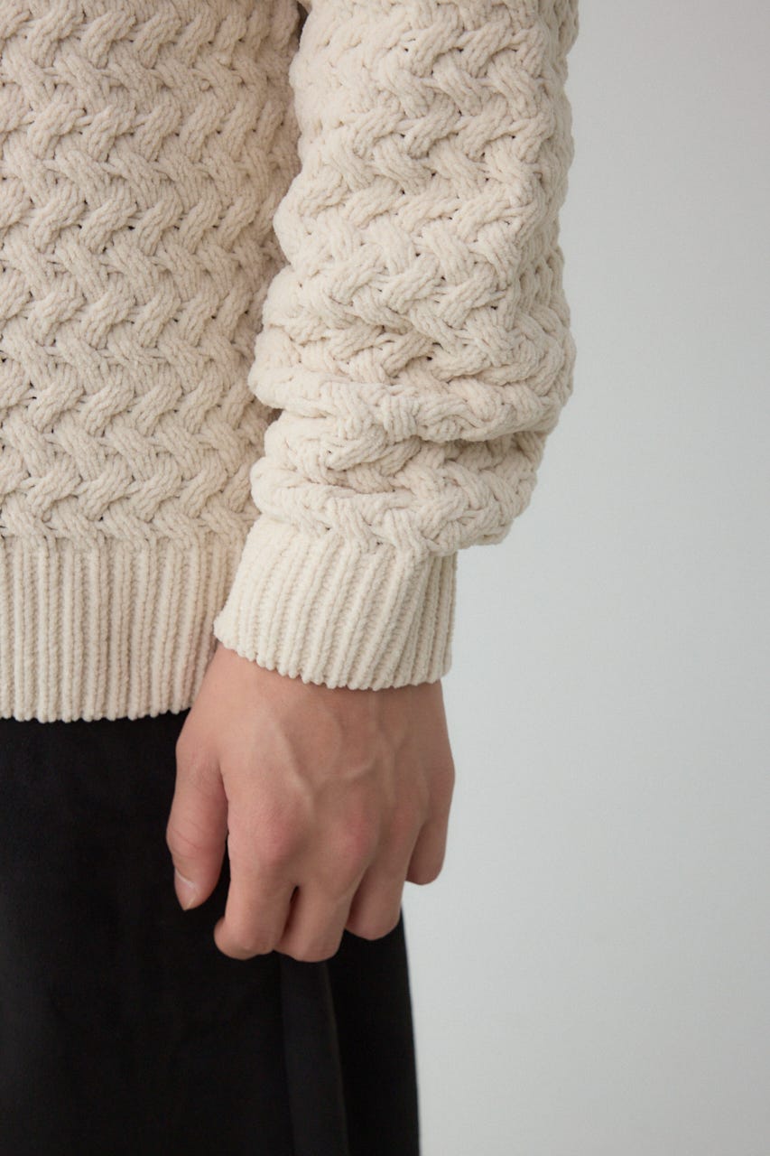 バスケット編みマットモールニット IVOY L