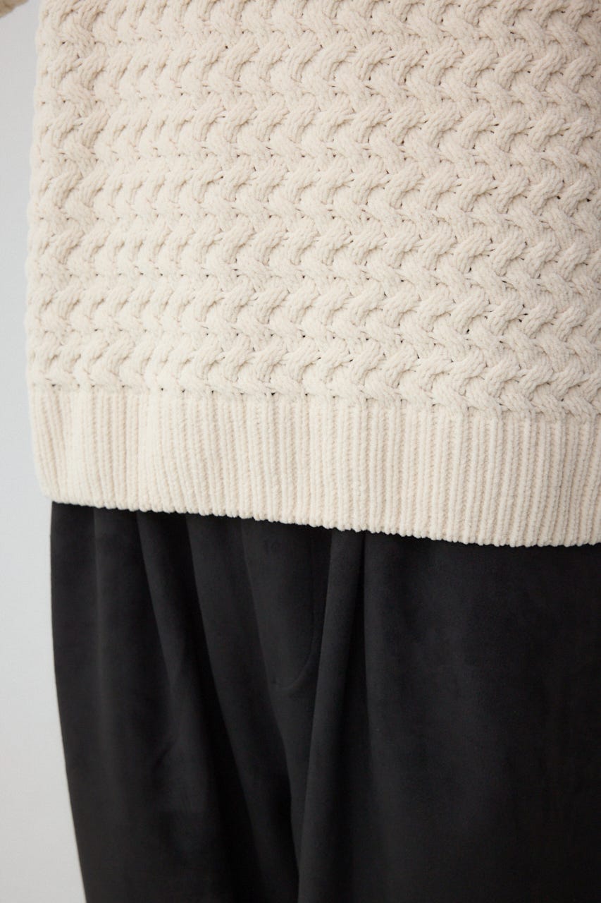 バスケット編みマットモールニット IVOY L