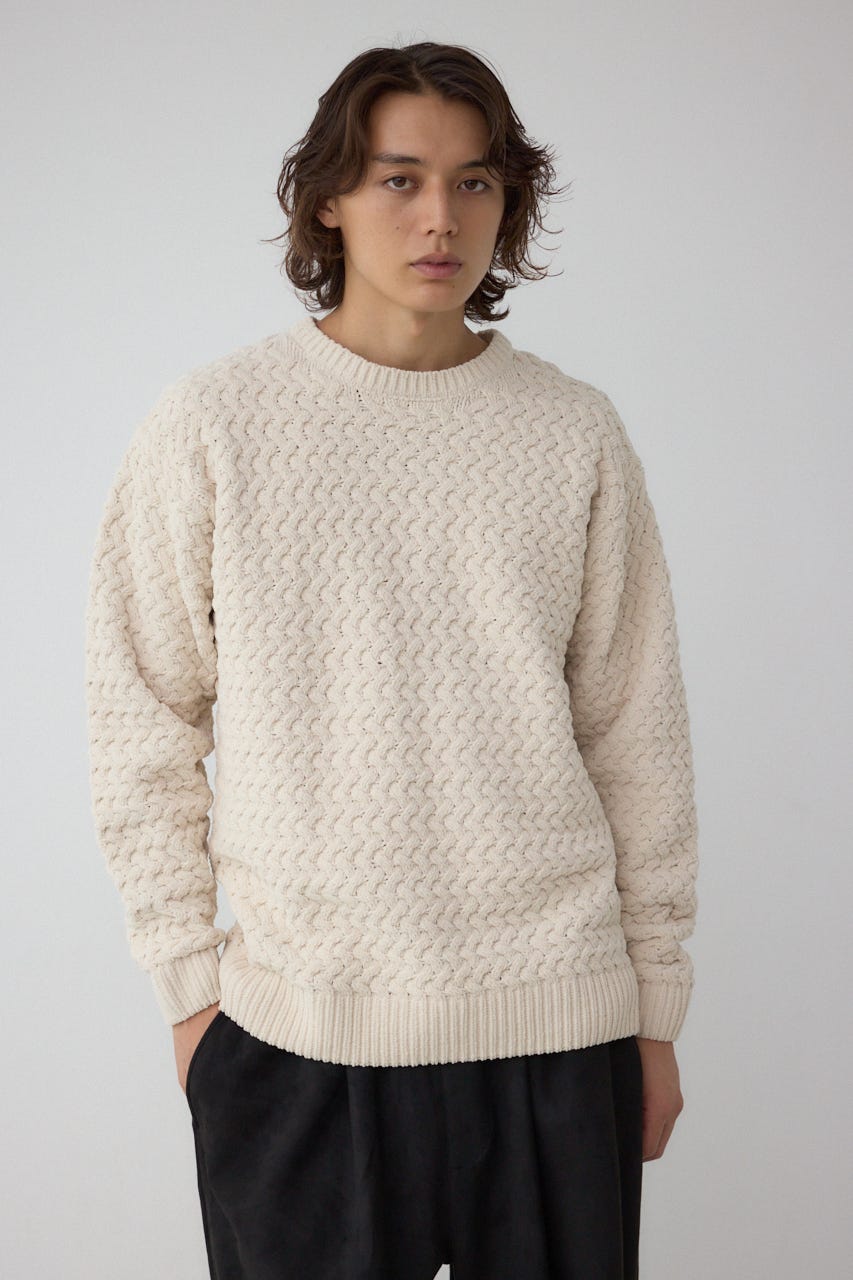 バスケット編みマットモールニット IVOY L