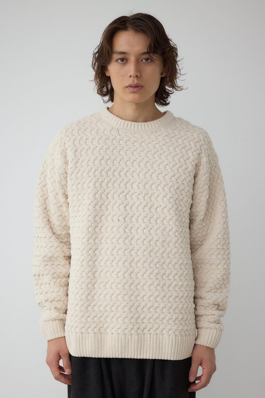 バスケット編みマットモールニット IVOY L