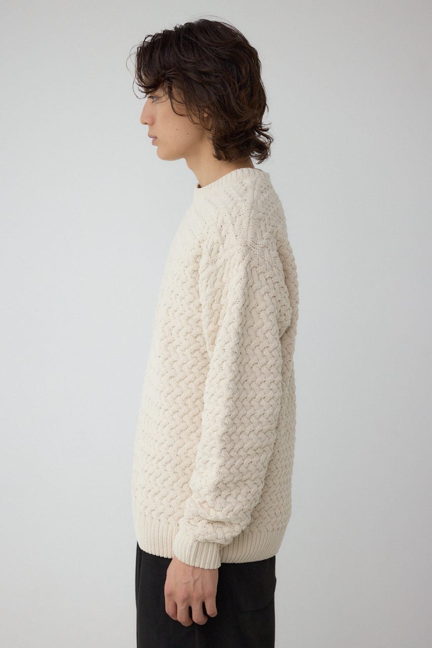 バスケット編みマットモールニット IVOY L