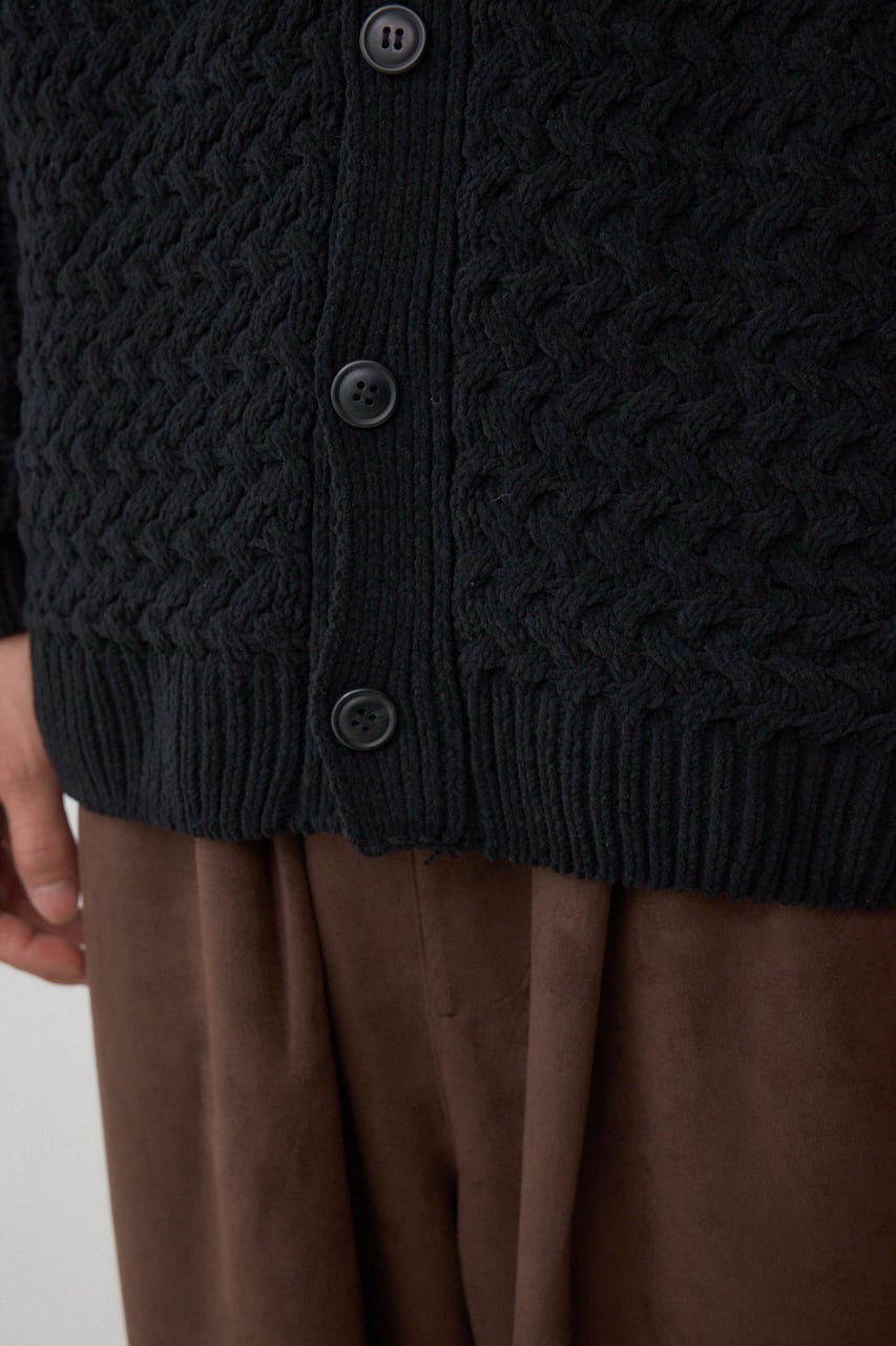 バスケット編みマットモールカーディガン BLK M