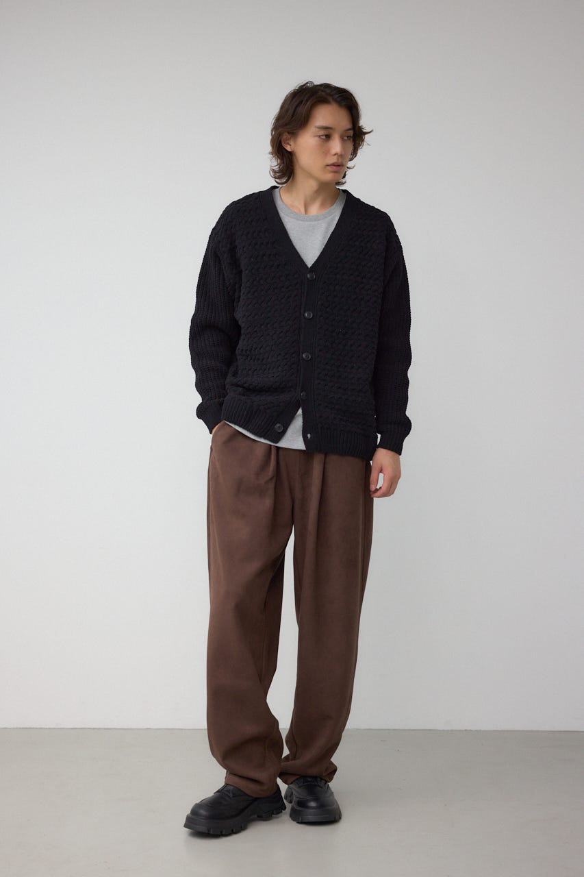 バスケット編みマットモールカーディガン BLK M