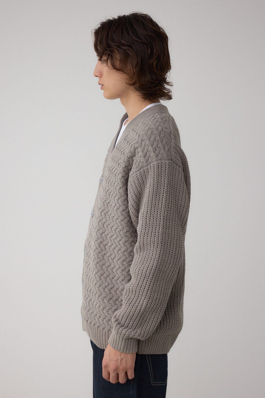 バスケット編みマットモールカーディガン GRY M