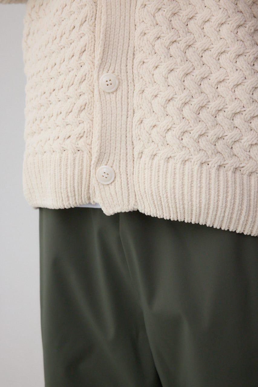 バスケット編みマットモールカーディガン IVOY L