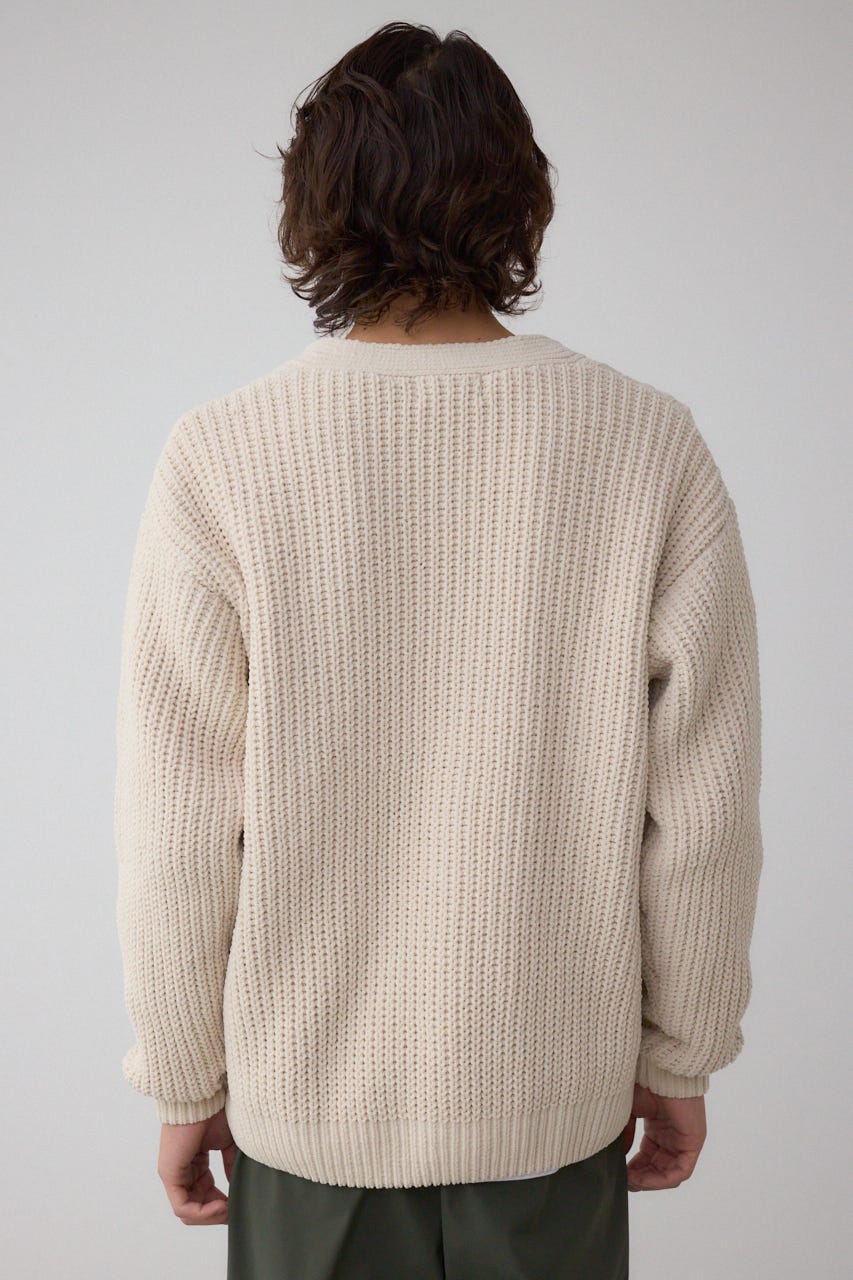 バスケット編みマットモールカーディガン IVOY L