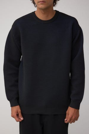 ミックスカラーリップル編みニットトップス