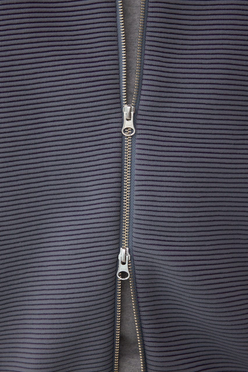 ミックスカラーリップル編みニットパーカー GRY L