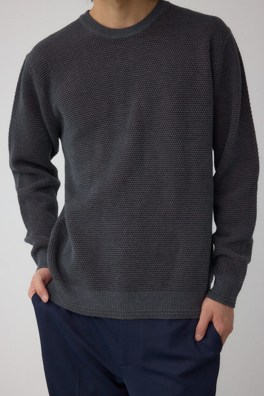 ハニカムクルーネックニット GRY L