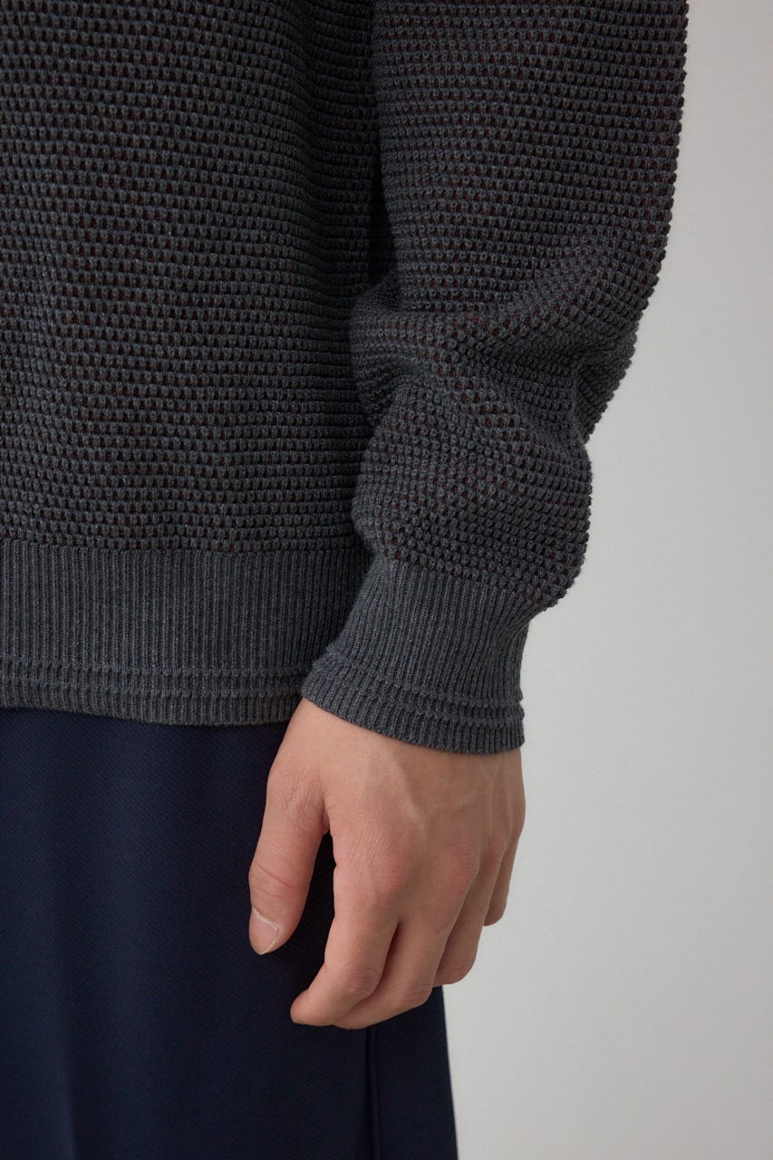 ハニカムクルーネックニット GRY L