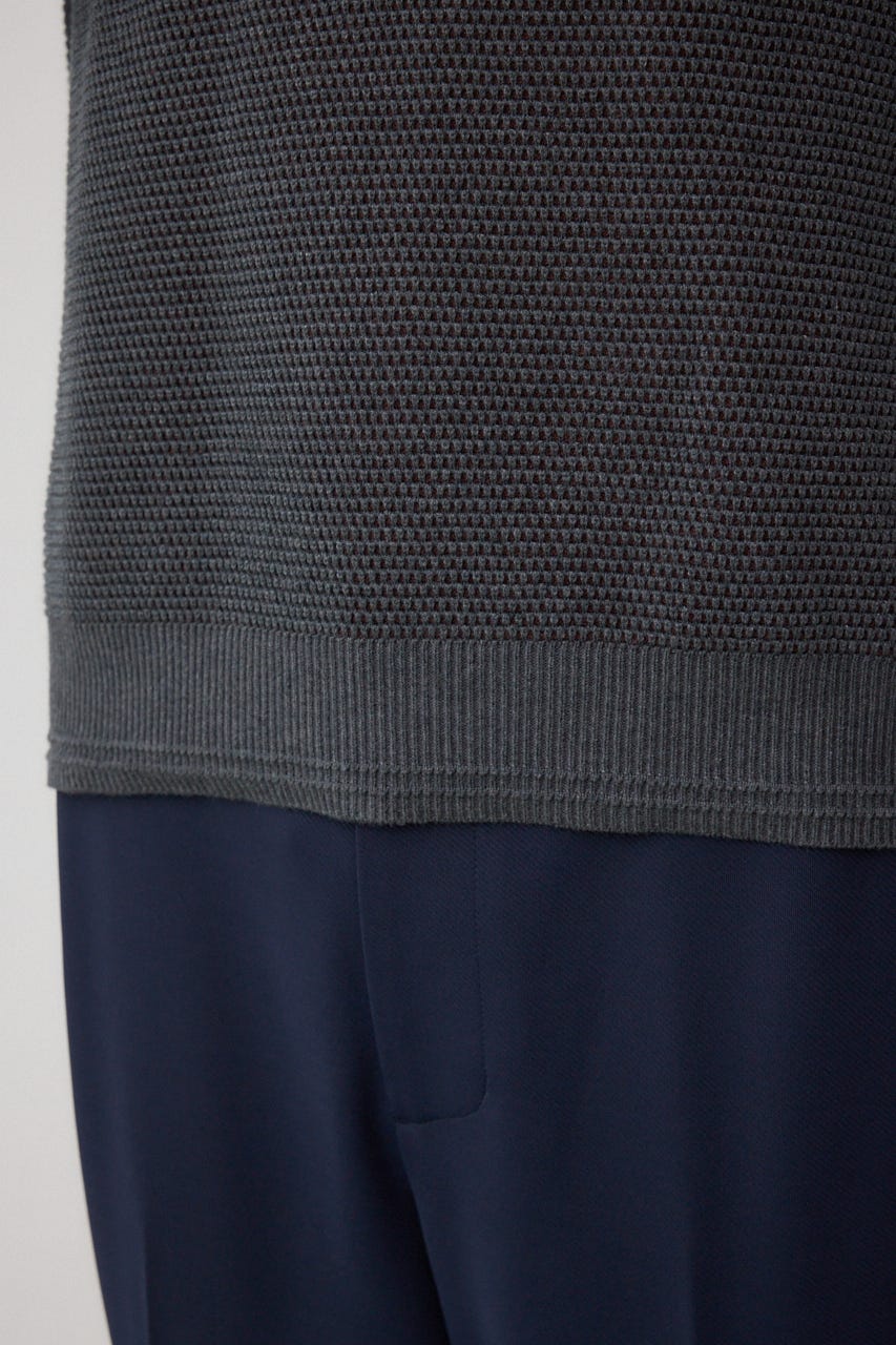 ハニカムクルーネックニット GRY L