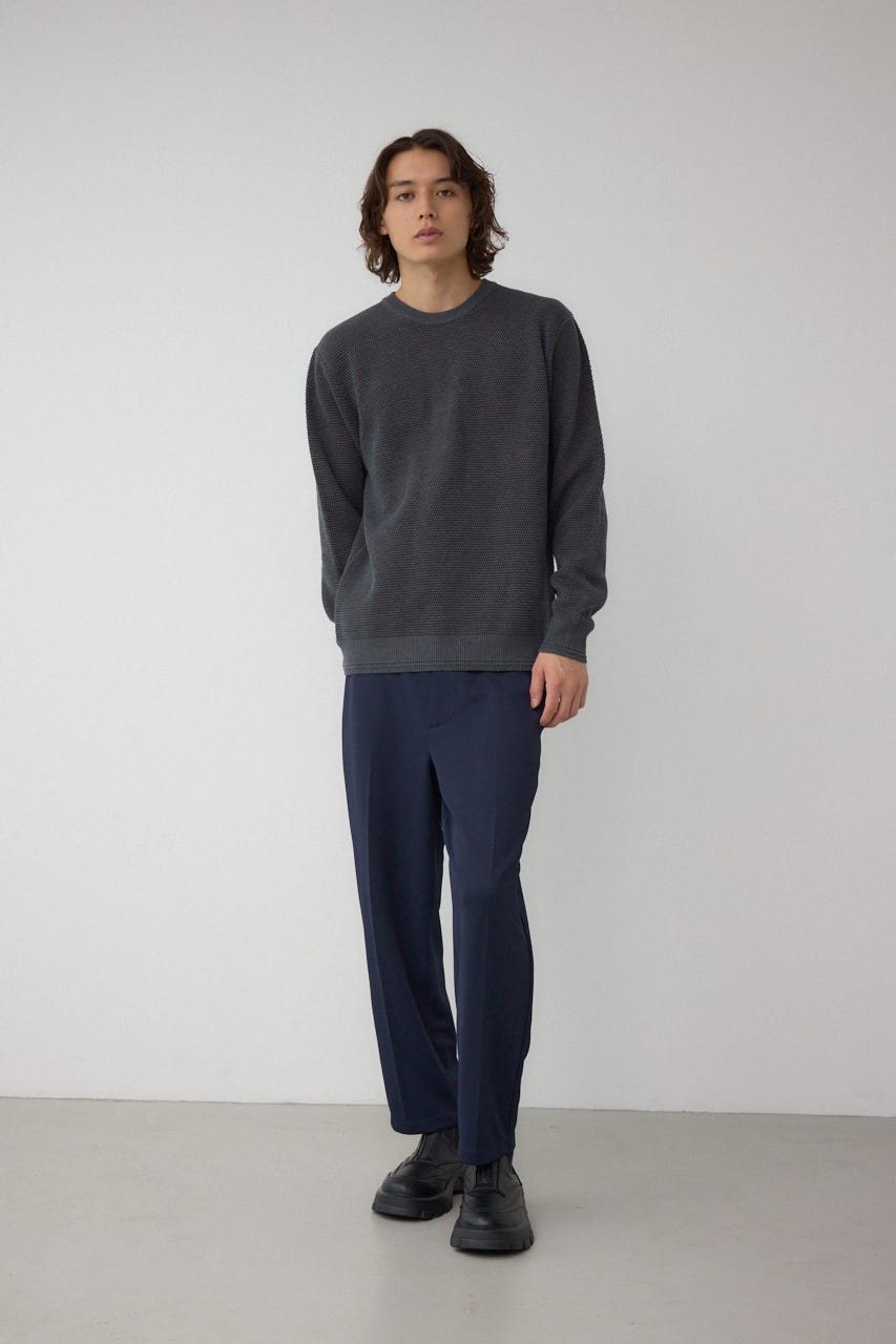 ハニカムクルーネックニット GRY L