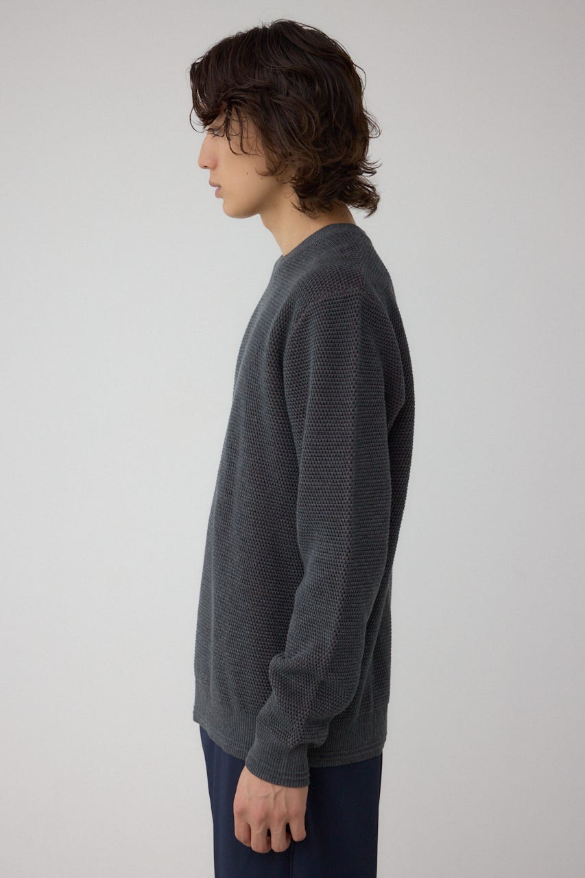 ハニカムクルーネックニット GRY L