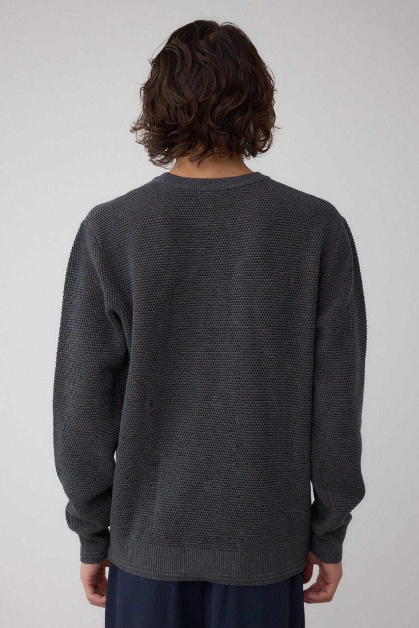ハニカムクルーネックニット GRY L