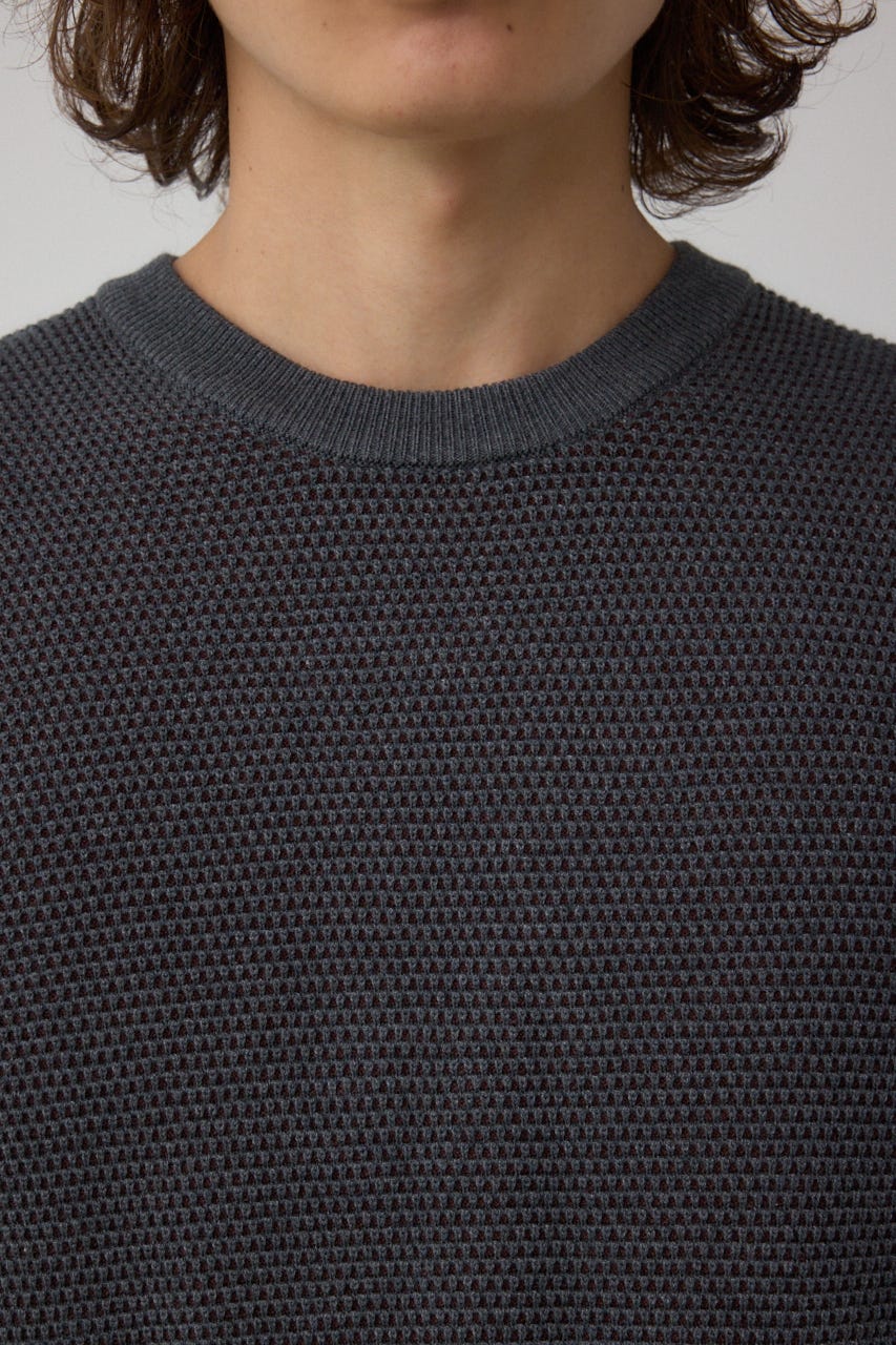 ハニカムクルーネックニット GRY L