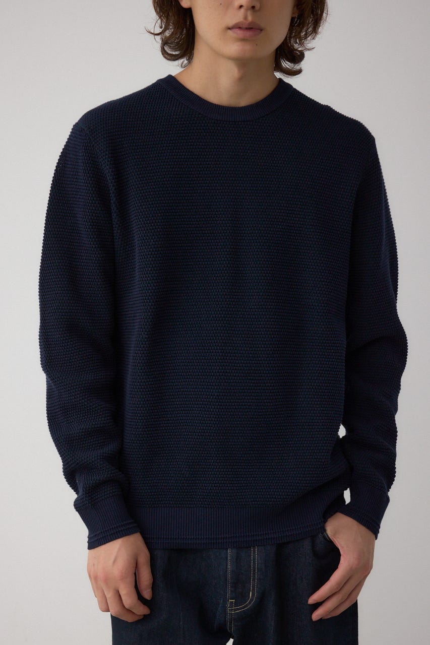 ハニカムクルーネックニット NVY M