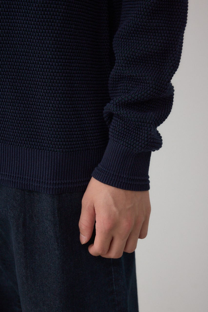 ハニカムクルーネックニット NVY M