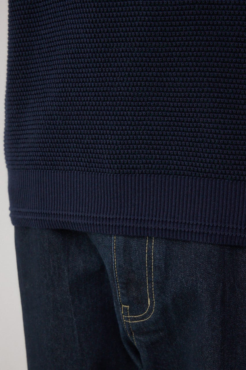 ハニカムクルーネックニット NVY M