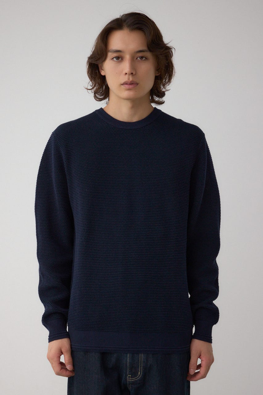 ハニカムクルーネックニット NVY M
