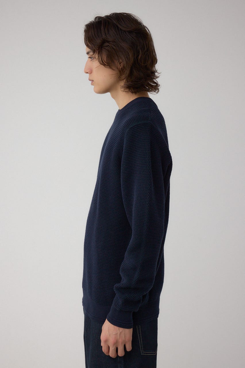 ハニカムクルーネックニット NVY M