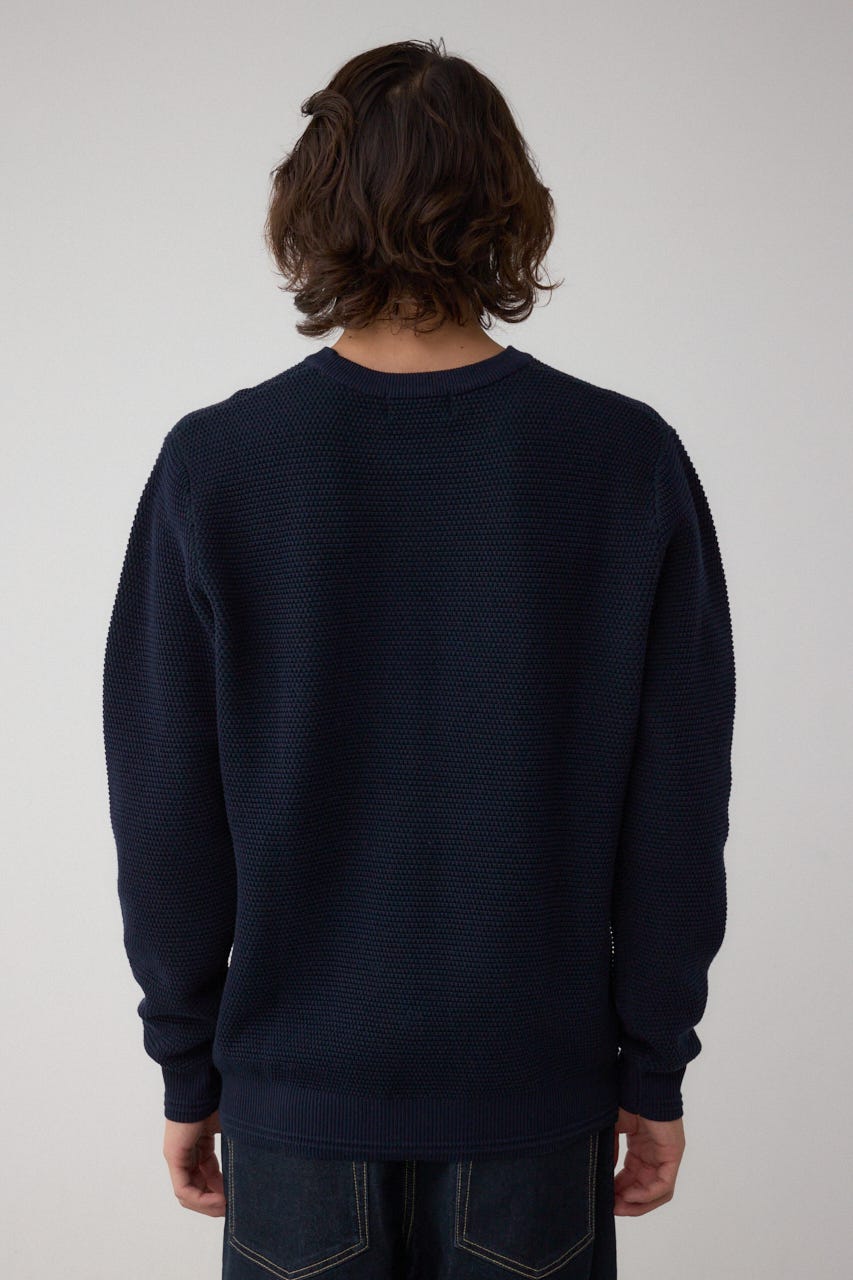 ハニカムクルーネックニット NVY M