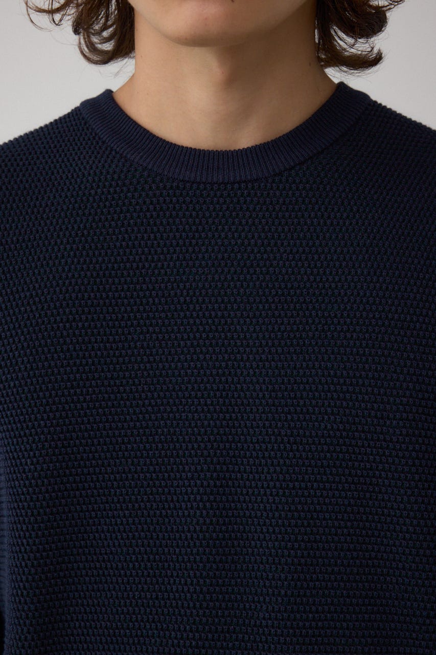 ハニカムクルーネックニット NVY M