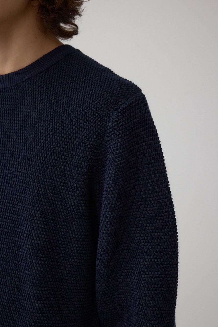 ハニカムクルーネックニット NVY M