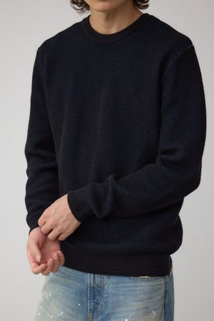 ハニカムクルーネックニット