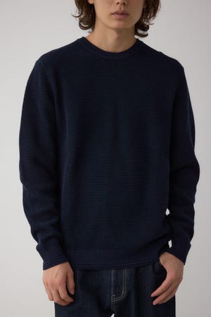 ハニカムクルーネックニット