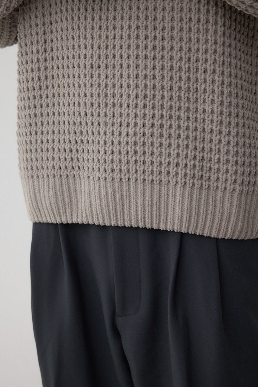 ワッフル編みマットモールニット GRY L