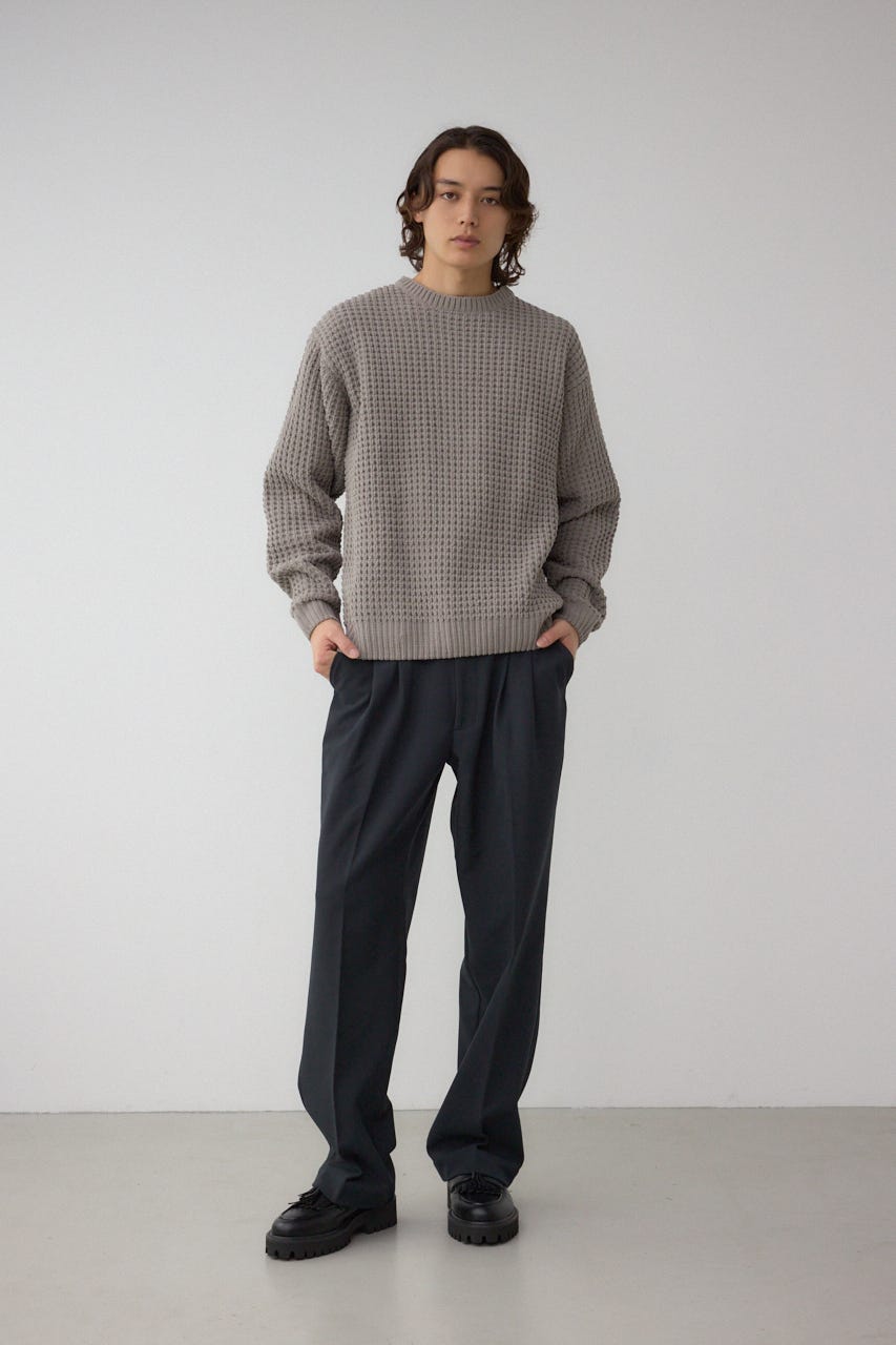 ワッフル編みマットモールニット GRY L