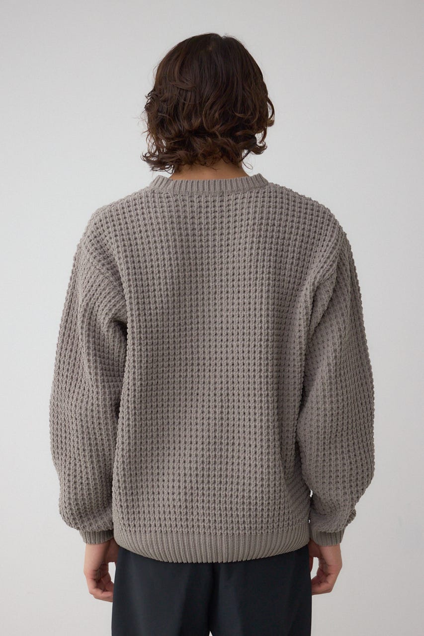 ワッフル編みマットモールニット GRY L