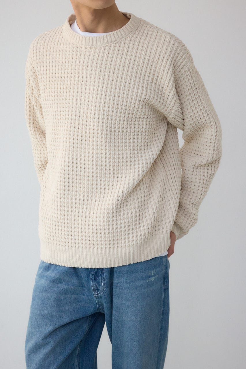 ワッフル編みマットモールニット IVOY M