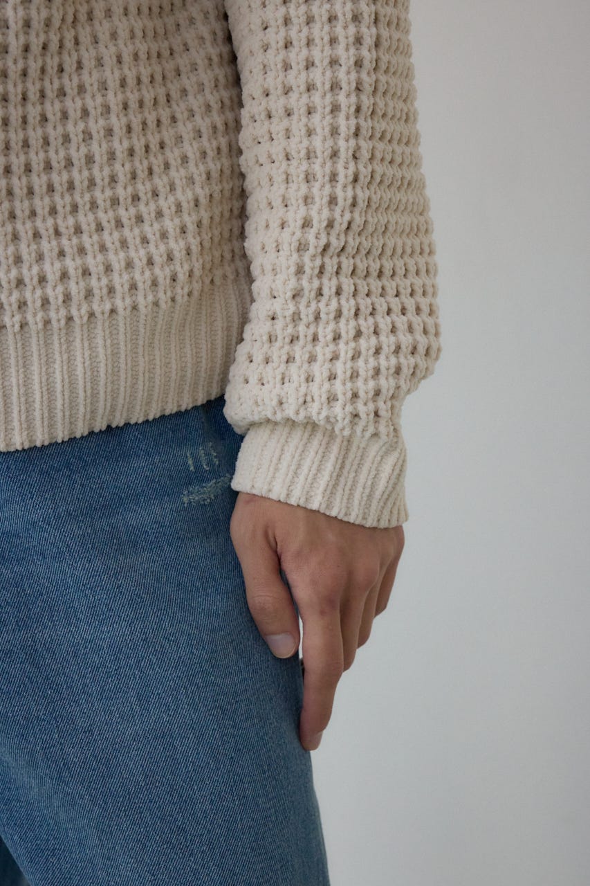 ワッフル編みマットモールニット IVOY M