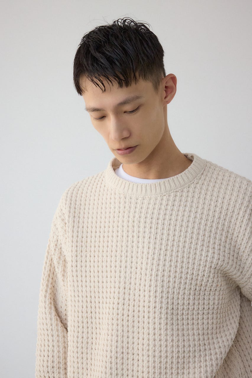 ワッフル編みマットモールニット IVOY M