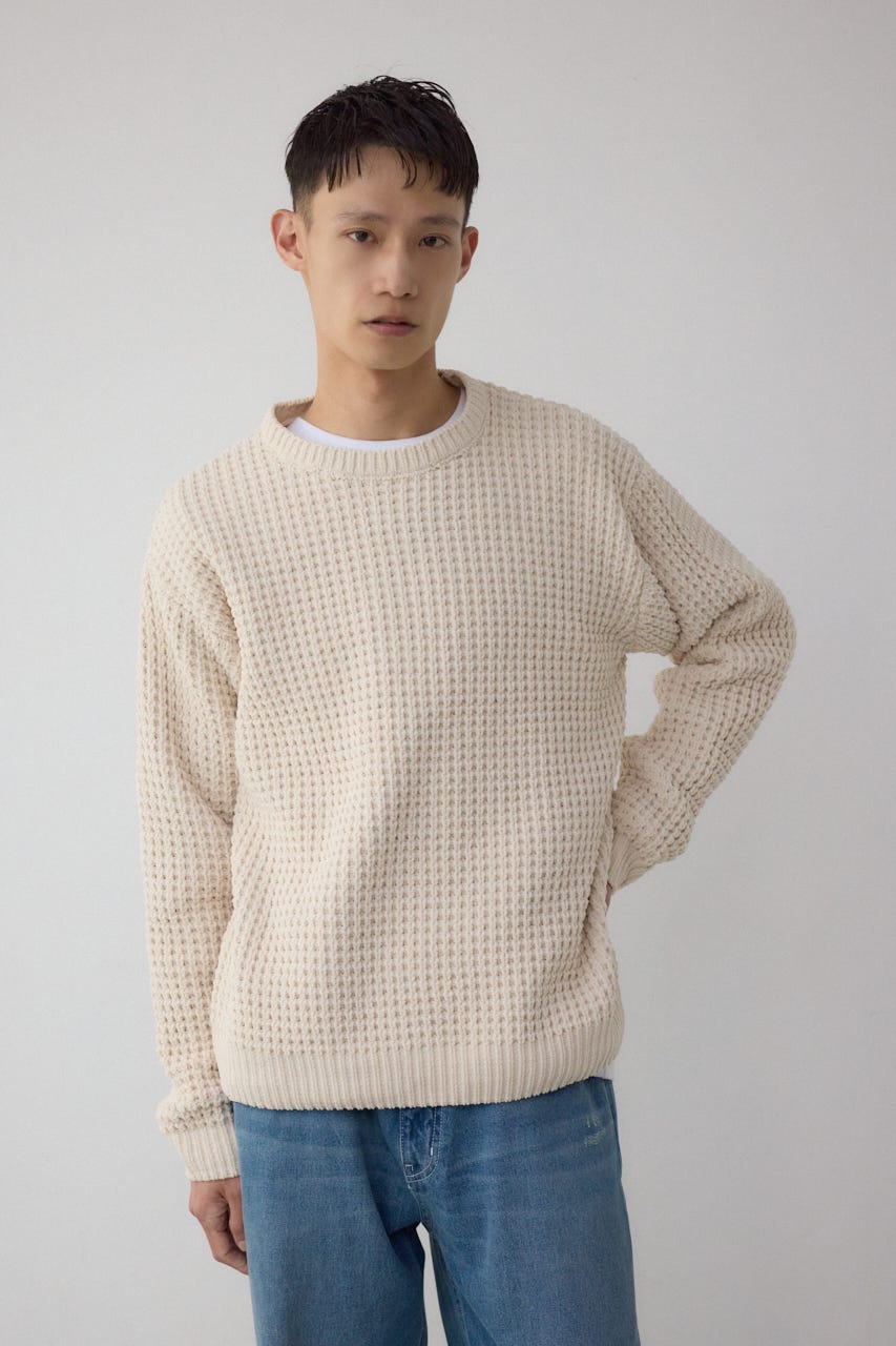 ワッフル編みマットモールニット IVOY M