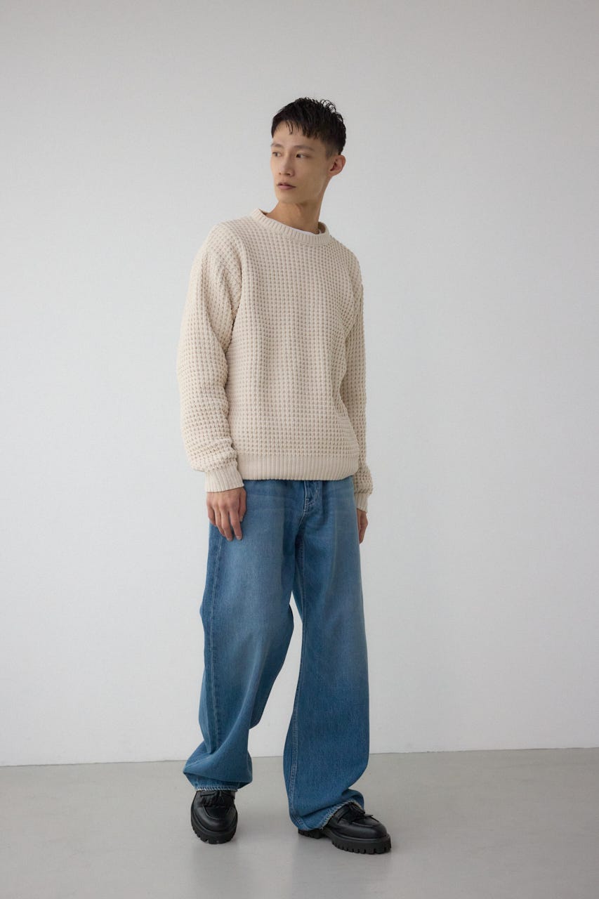 ワッフル編みマットモールニット IVOY M