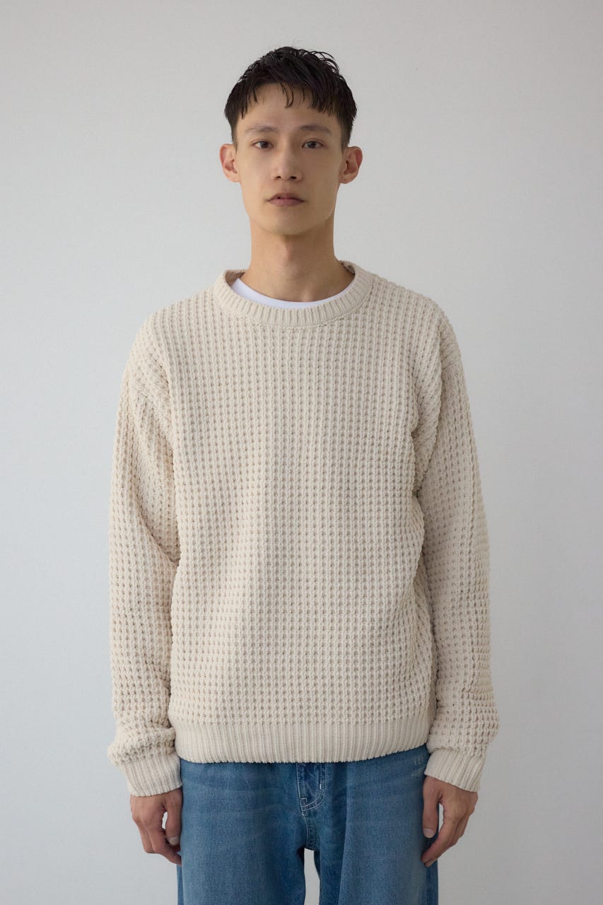 ワッフル編みマットモールニット IVOY M